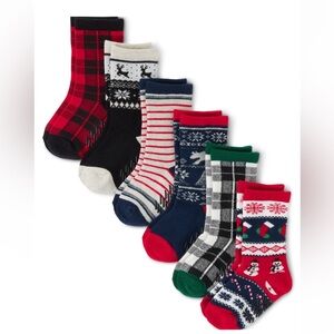 ❤️ Toddler Boys Plaid Crew Socks 6-Pack - Multi clr NWT